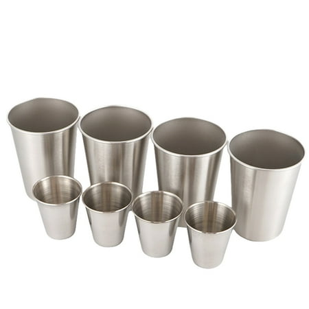 

8pcs Metal Beer Cup Stainless Steel Wine Cups Coffee Tumbler BBQ Tea Milk Mugs