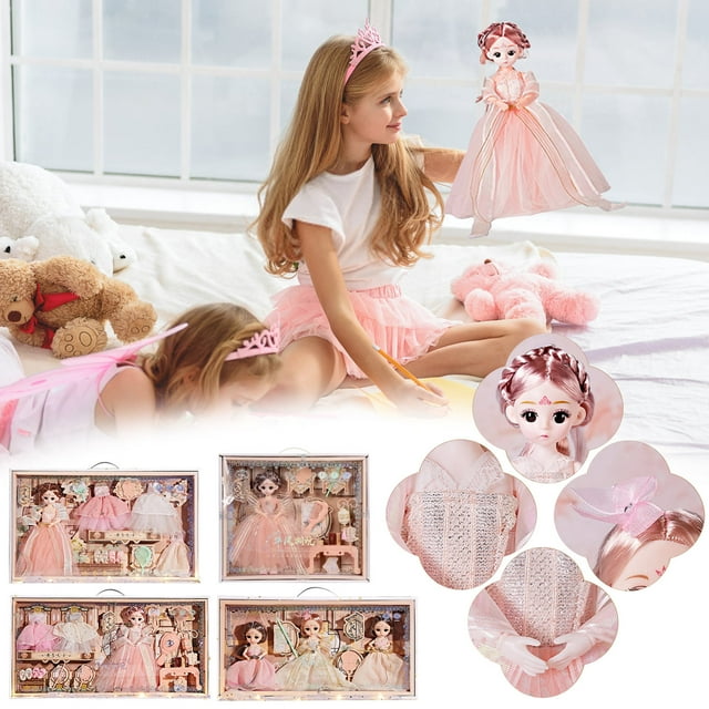 Dianli Ensemble de Garde-Robe pour Poupée de 15 Pcs Vêtements et Accessoires pour Poupée de 27,5 Pouces Incluant Garde-Robe, Porte-Chaussures, Robe, Cintres pour Chaussures, Collier et Autres Articles en Liquidation