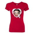 thumbnail image 2 of Wild Bobby Betty Boop Heart Blowing Kiss Dog Betty Boop Womens Slim Fit Junior Tee, Red, Large, 2 of 5