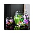 thumbnail image 1 of 1pc Round Plastic Transparent Fish Tank - Goldfish Tank Desktop Living Room Mini Aquarium Office View Tank Turtle Tank, 1 of 5