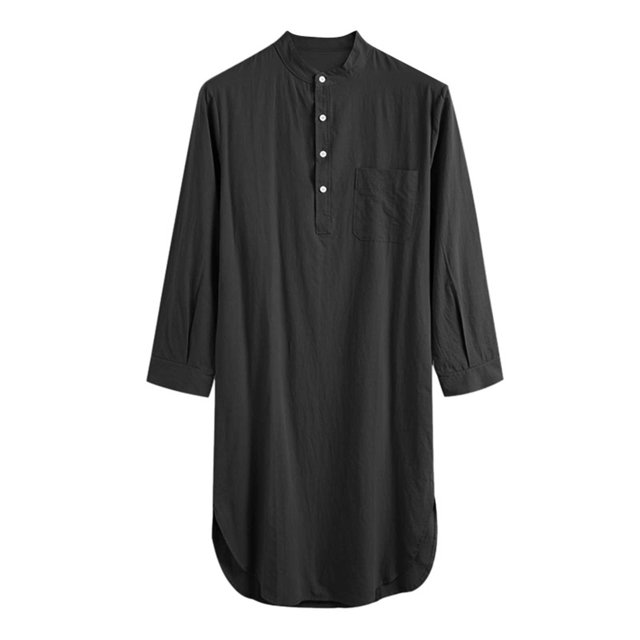 Ketyyh-chn99 Men's Soft Fleece Plush Robe Full Length Long Bathrobe Men's Long Sleeve Button Solid Color Shirt Nightdress Robe Size for 3XL,Watermelon Red