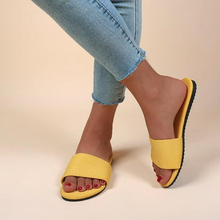 

LnjYIGJ Women s Slippers Summer Women Open Toe Beach Sandals Roman Casual Flat Shoes Slippers