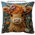 thumbnail image 3 of ToyKingdee Highland Cow Mom and Calves Print Throw Pillow Cover,Short Plush Decorative Square Pillpw Case Decor,Lumbar Pillows Case, Cushion for Sofa Couch Bed, 3 of 6