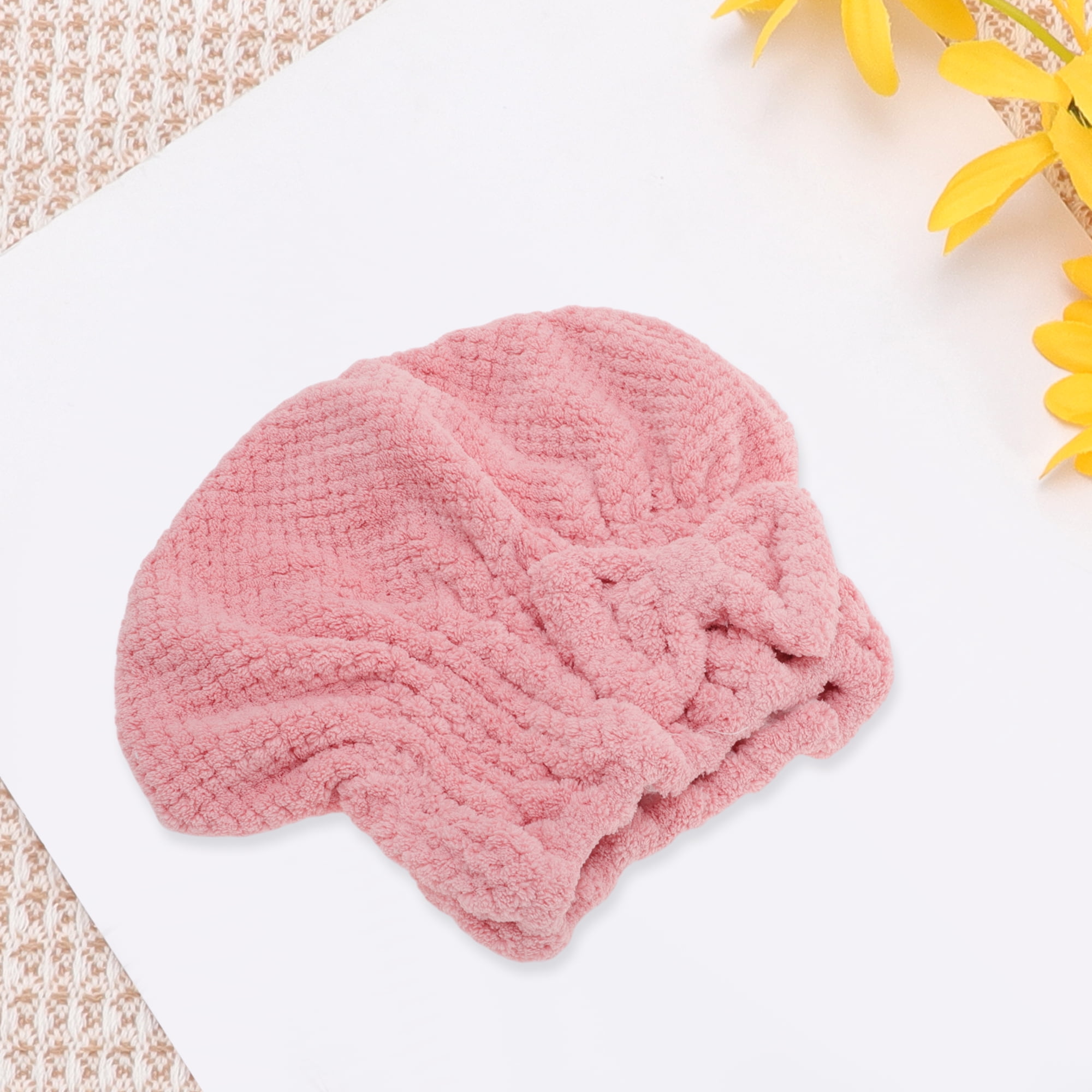 Unique Bargains 1pc Water-absorbent Quick Drying Bow Hair Towel 9.45"x 11.81" Pink