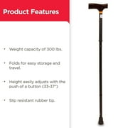 Equate Folding Walking Cane for Adults and Seniors, Height Adjustable, Black, 300 lb Weight Capacity