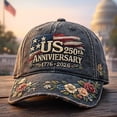 thumbnail image 2 of RjnShan United States 250th Anniversary Commemorative Cap, Adjustable  Print Patriotic Theme Retro Baseball Hat for Men's Women's, 2 of 7
