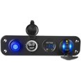 thumbnail image 1 of 4 in 1 Charger Socket Panel for Car, 12V Dual USB Sockets with LED Voltmeter, Cigarette Lighter and On/Off Rocker Toggle Switch, Waterproof Vehicle Charger for Truck Marine Boat (Blue Light), 1 of 4