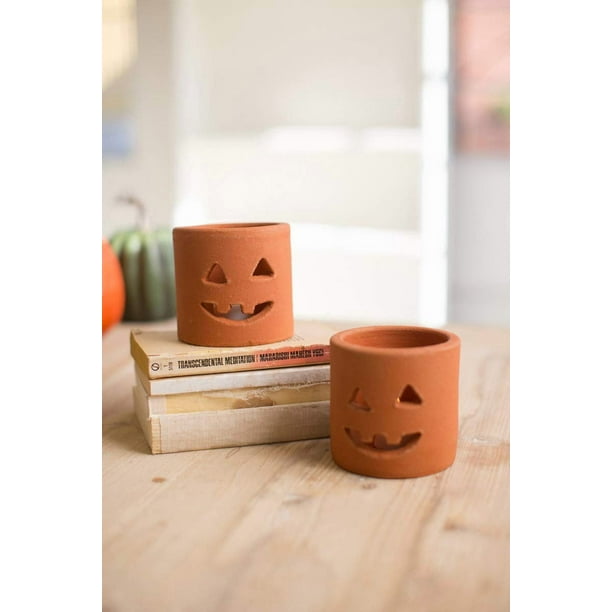 Portavelas KALALOU H3644 Terracota Jack O Farol 10 cm