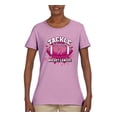 thumbnail image 2 of Wild Bobby Tougher Than Cancer Football Paint Splatters Breast Cancer Awareness Women Graphic Tee, Light Pink, Medium, 2 of 6