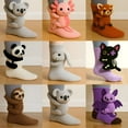 thumbnail image 7 of OQRKI Animal Print Socks, 3D Knit Animal Socks, Hand Crocheted Double Layer Cotton Warm Socks, Cute Animal Themed Socks for Kids and Adults Purple, 7 of 7