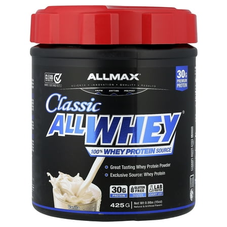 ALLMAX CLASSIC ALLWHEY®, 100% Whey Protein Source, Vanilla, 0.9 lbs (425 g)