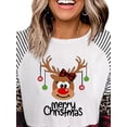 thumbnail image 3 of DYMADE Women Christmas Long Sleeve Crew Neck Printed Plaid T-shirt Top, 3 of 3