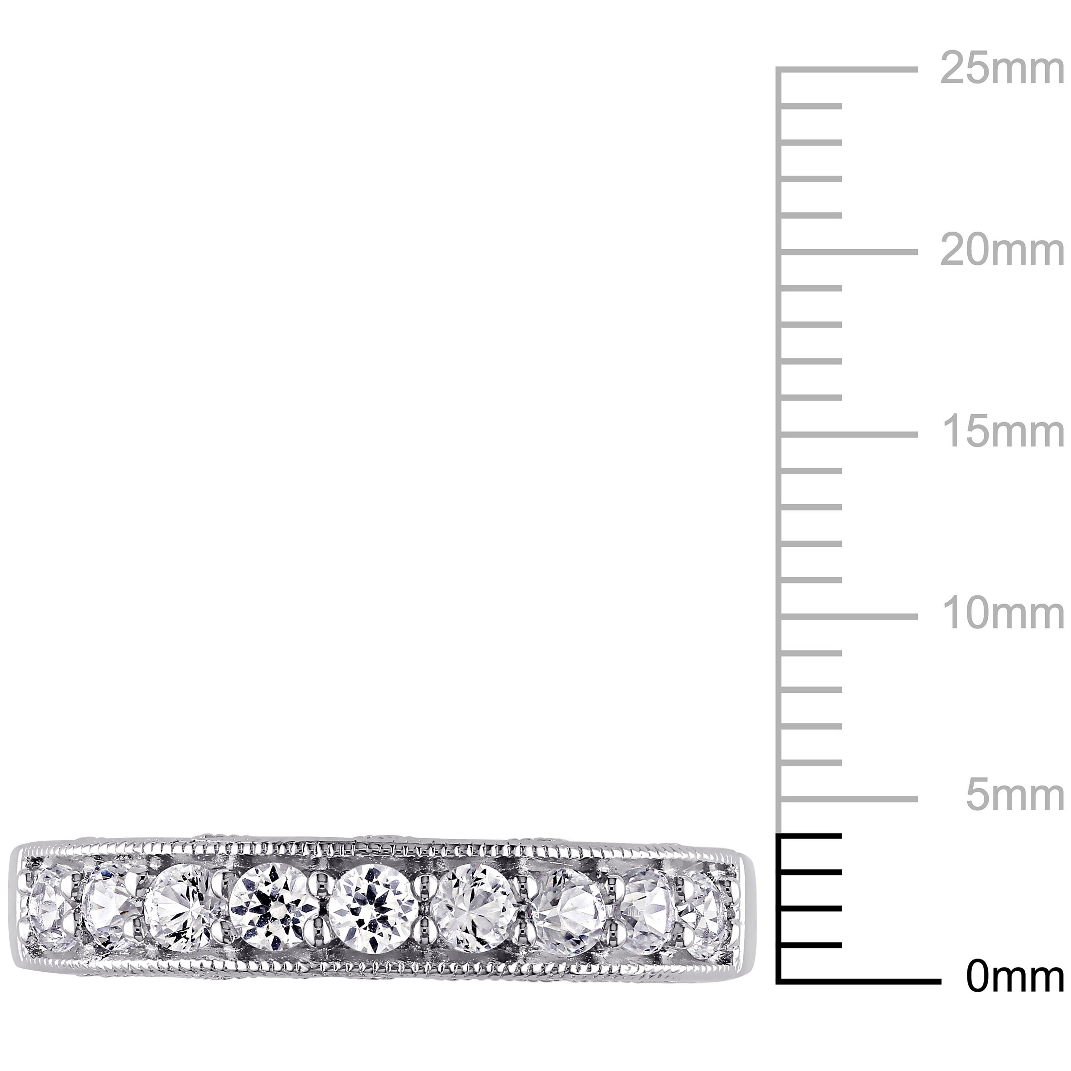 Everly Women's Anniversary Bridal 4/5 CT T.G.W. Round-Cut Created White Sapphire Sterling Silver Semi-Eternity Anniversary Ring with Pave Setting and Milgrain Detail - image 3 of 8