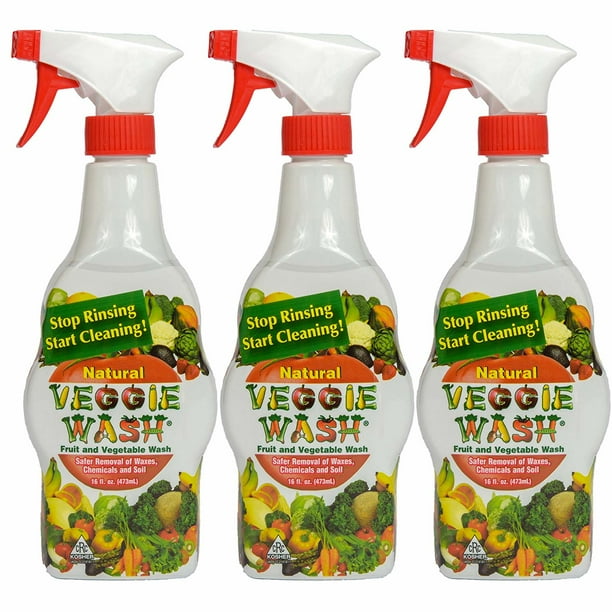 Veggie Wash All Natural Fruit and Vegetable Wash Sprayer, Pack of 3, 16