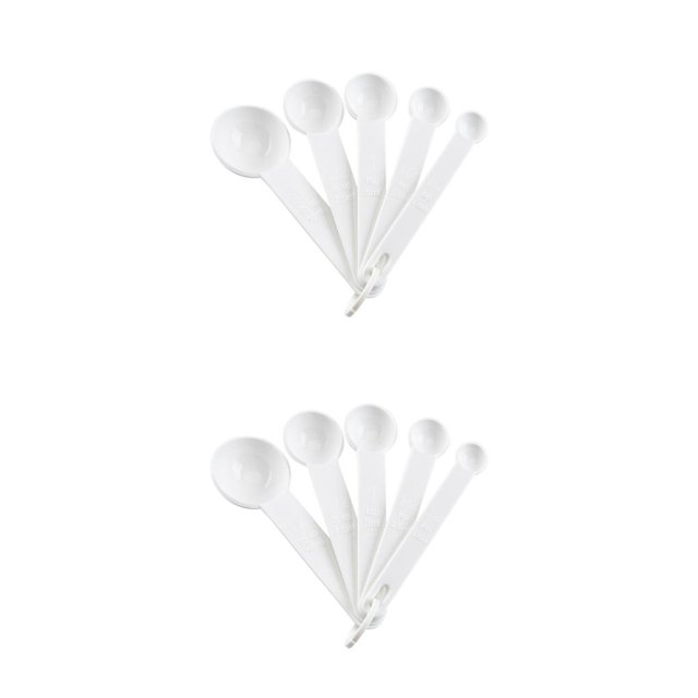 Matsuzay Paquete de 5 cucharas medidoras Cucharadita de plástico Cucharadita Hogar Café Comedor Cocina Cucharas de azúcar en polvo con escala Blanco 2Conjunto