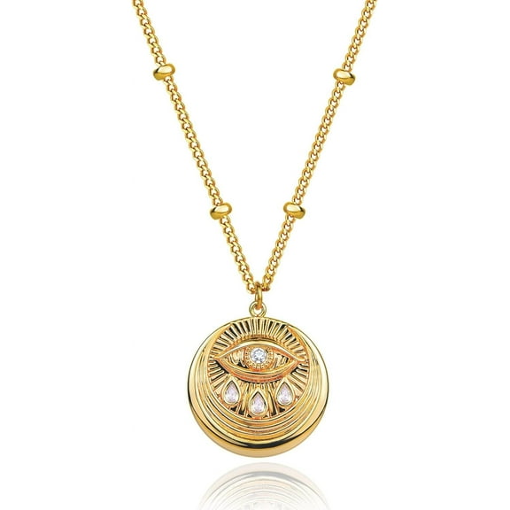 Gold Necklace For Women 14K Gold Plated Evil Eye Necklace Trendy Gold Pendant Necklace Jewelry For Women[o2362]