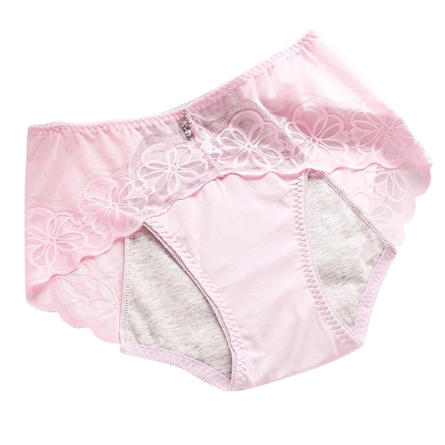 Gibobby Bikini elástico con algodón Bragas encaje para mujer, a fugas menstruales, cintura media, algodón, , higiene, pantalones, calzoncillos(Rosa, XL)