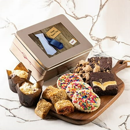 Dulcet Gift Baskets Classic Father’s Day Fresh Baked Cookie & Brownie Gift Tin- Perfect Father’s Day Celebration Card for Men Him Grandpa Dad Boyfriend Son Brother or Co-worker
