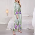 thumbnail image 3 of Honeii Purple Butterfly On Wild print Women's Pajama Sets Long Sleeve Button Down Sleepwear Nightwear Soft Pjs Lounge Sets-Medium, 3 of 7