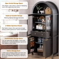 thumbnail image 2 of LUMAMIN 71" Tall Arched Kitchen Pantry, Black Fluted Wood Kitchen Storage Cabinet with Adjustable Shelves, Glass Door & Hidden Drawer for Kitchen, Living Room, Dining Room, 2 of 12