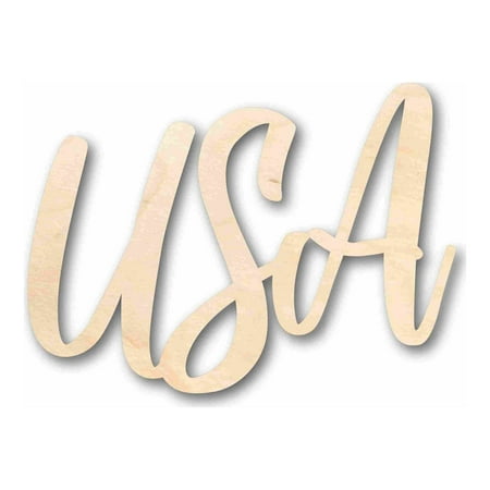 USA Script Letters Craft Unfinished Wood Cutout Font DIY handmade Gift 4" / 1/4"