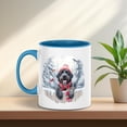 thumbnail image 4 of Playful Wirehaired Pointing Griffon Welcomes Winter Snowy Day with Cardinal Bird 11oz Accent Two-tone Mug Dog Lover Coffee Tea Cup - 2017, 4 of 5