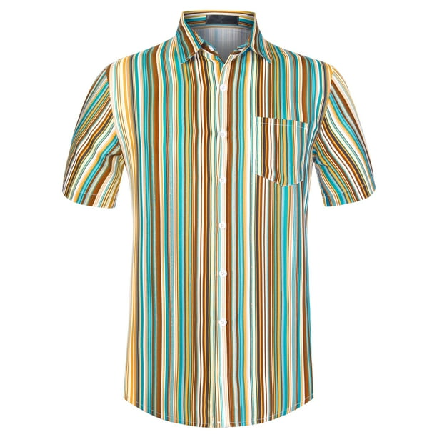 Camisa hawaiana manga corta botones verde caqui T XXL Lars Amadeus Camisas Walmart en linea