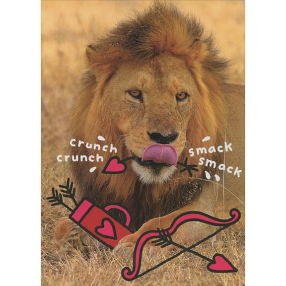 RSVP Lion Snacking on Cupid Funny Valentine's Day Card