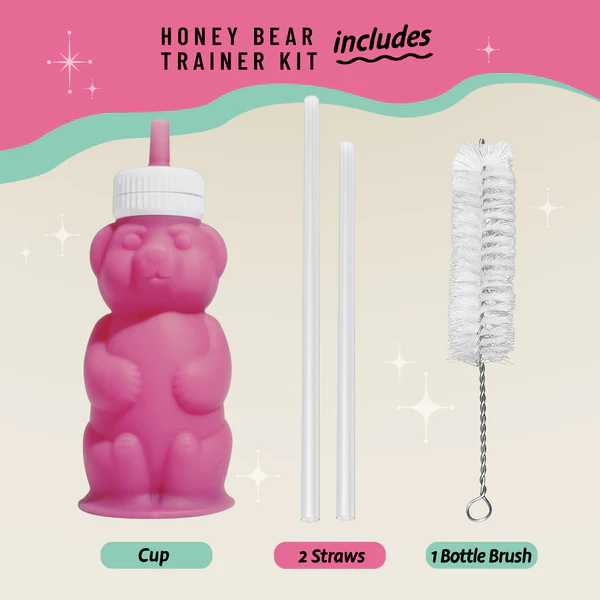 Legendairy Milk Honey Bear Silicone Straw Cup for Infants, Seafoam Green, 8 oz