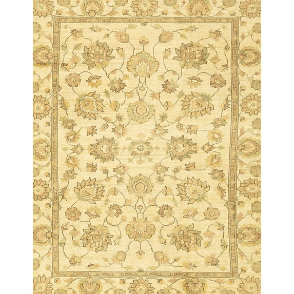 Ahgly Company Indoor Rectangle Abstract Yellow Oriental Area Rugs, 2' x 4'