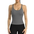 thumbnail image 1 of Charmo Women's Scoop Neck Ribbed Tank Tops Slim Straps Cropped Tops Built in Bra, 1 of 6