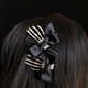 thumbnail image 4 of 2 PCS Halloween Black Butterfly Hair Clips, Skull Hand Ghost Claw Bowknot Metal Polished Hair Pin Vintage Gothic Personality Ribbon Bowknot Hairpins B, 4 of 4