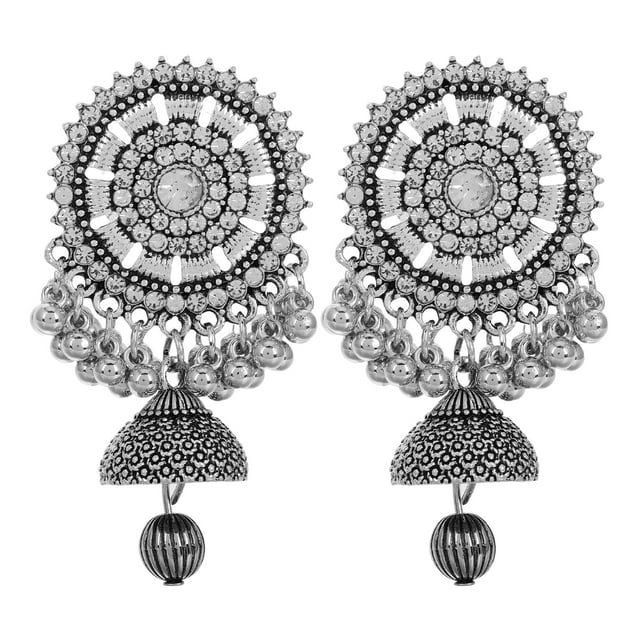 1 par de pendientes bohemios vintage con borlas colgantes de estilo étnico, pendientes llamativos largos, joyería para mujer, suministros para bodas y fiestas, color plateado