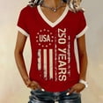 thumbnail image 2 of MEICHEN Women's 1776-2026 Usa 250th Anniversary Print V Neck T Shirt Top Summer Patriotic Graphic Tee Blouse, 2 of 7