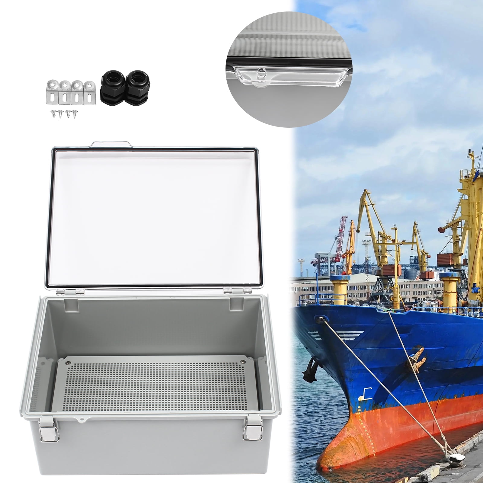 Miumaeov Junction Box Hinged Cover Stainless Steel Latch Project Box