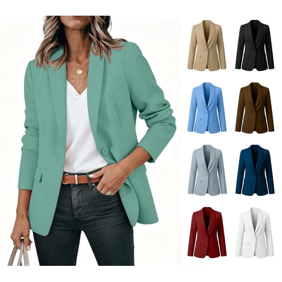 GUACER Womens Single-Button Blazers Lightweight Long Sleeve Suit Jackets with Pockets for Office & Casual Wear