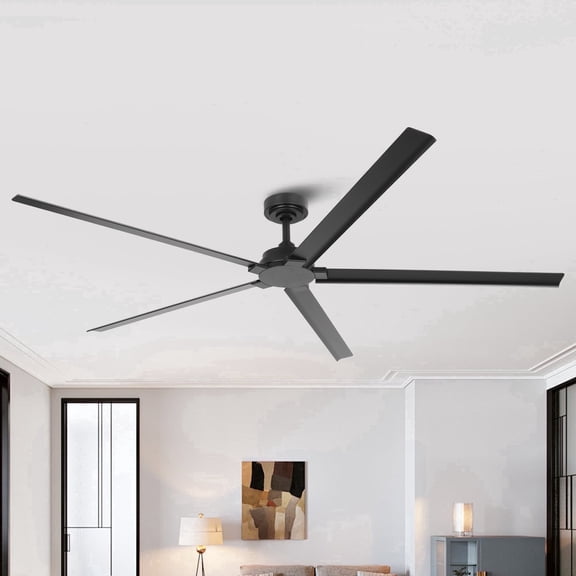 Parrot Uncle 72" Industrial Outdoor IPX4 Waterproof Black Aluminum Windmill Ceiling Fan with Remote Control, Ceiling Fan without Light