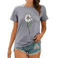 thumbnail image 3 of Xuanfei Women Daisy Letter Print Crew Neck Short Sleeve T-shirt, 3 of 7