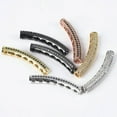 thumbnail image 2 of U8MO 5pcs 32x5mm Long Curved Tube Rose Gold Silver Crystal & Copper Metal Loose Beads-Rose Gold, 2 of 6