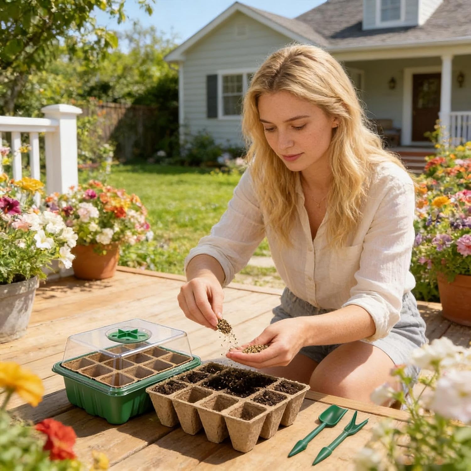 Seedling Tray Piece Mini Greenhouse Kit, 120 Cell Plant Germination Trays, Moisture Dome Seed Starter for Indoor Outdoor Garden