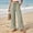 Army Green, variant on Women's High Waist Striped Wide Leg Pants Drawstring Elastic Waist Side Split with Pockets Summer Beach Trousers S-3XL Gray