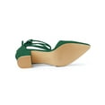 thumbnail image 5 of BLISSFUL STEP Women Pointed Toe Block Heels Lace Up Pumps Emerald Green 9, 5 of 7