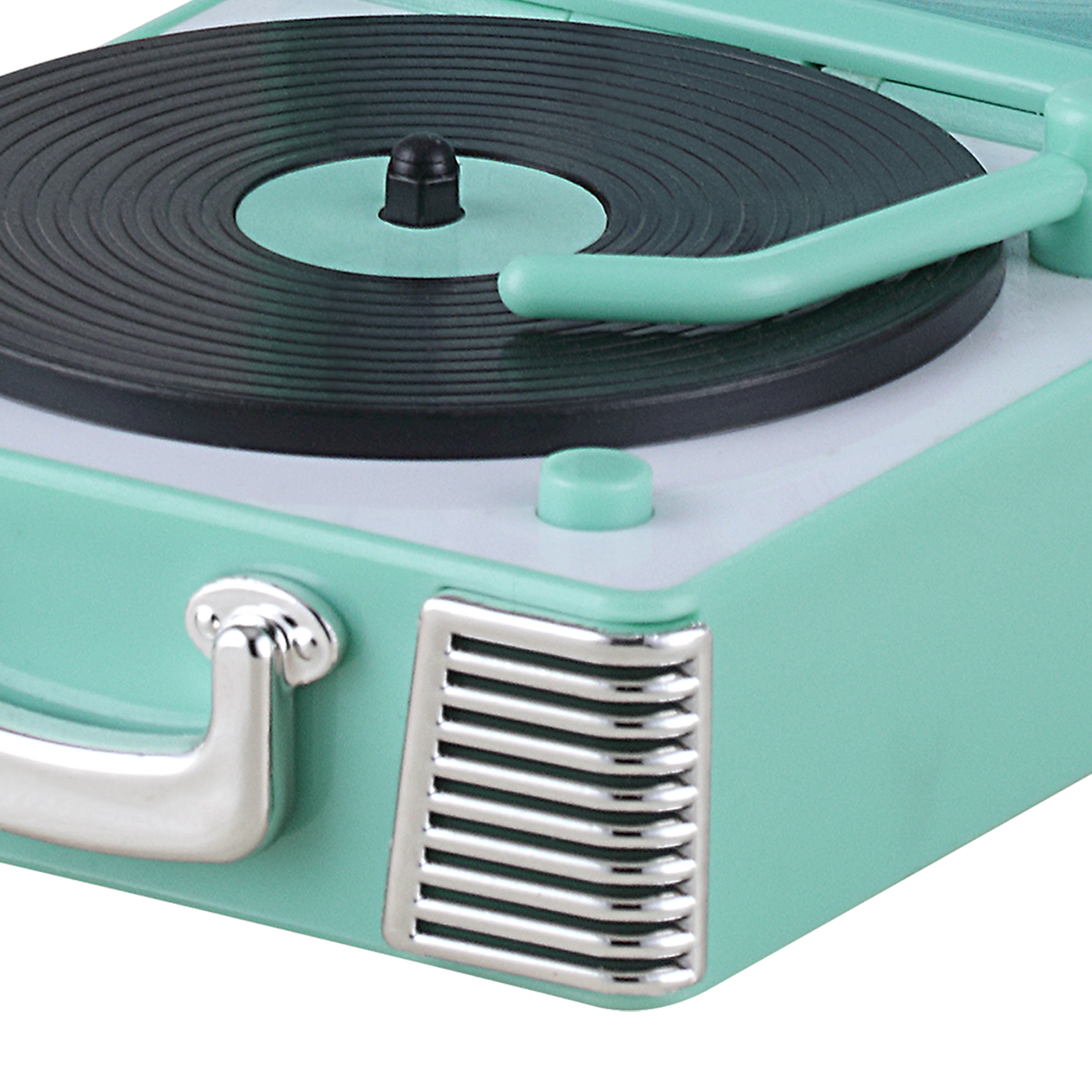 Tourne-disque vinyle rétro décoratif de 9,7 cm, bleu sarcelle Mr. Christmas Ornement de tourne-disque rétro bleu sarcelle