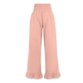 thumbnail image 5 of Nestiefly Womens Wide Leg Pants Drawstring Elastic High Waisted Ruffle Hem Palazzo Casual Pants with Pockets 2026 Pink XL, 5 of 7