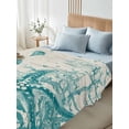 thumbnail image 4 of Turquoise Starfish Twim XL Size Flat Sheet, Wrinkleproof & Fadeproof Cooling Flat Bed Sheet Only, Ocean Nautical Seahorse Coral Shell Breathable Soft Bedding Top Sheets 66 x 102 Inches, 4 of 8