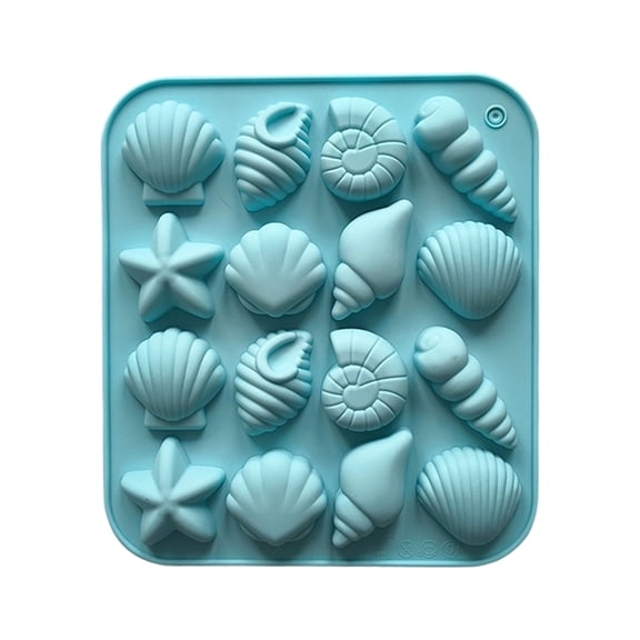16 Cavity Sea Theme Silicone Baking Molds For Chocolate Candy Shell Starfishes Heat Resistant Grade Mould