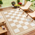 thumbnail image 2 of 3x5 Plaid Jute Rug, Washable Checkered Indoor Outdoor Carpet for Entryway Bedroom Kitchen Porch, Non Slip Farmhouse Neutral Floor Mat in Khaki and White, 2 of 9