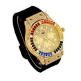 thumbnail image 2 of Charles Raymond Big Bling Watch Inspired by Hip Hop - Mens Iced Out Timepiece - Faux Chrono Eyes - Diamond Rainbow Rhinestones on Blast - ST10311 (ST10380 Rainbow Gold), 2 of 3
