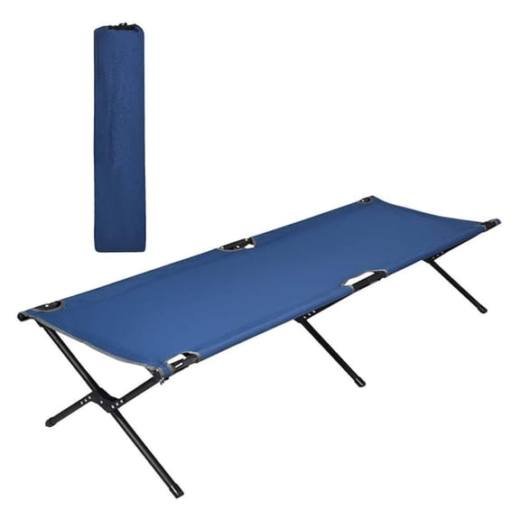 Folding Camping Cot, Heavy Duty Portable Military Cot with Fabric, Foldable Camping Bed for Outdoor Camping Hunting Indoor Office Nap (Blue)