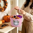 thumbnail image 4 of Halloween Candy Basket with Handle, Cute Printed Fabric Treat Bucket, Reusable Trick or Treat Bag and Cotton Rope Storage Bin for Snacks, Gifts and Party Decor Display, Pink, 4 of 6